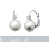 Boucles d'oreilles dormeuses 13 mm - Delia - argent - zircon - imitation perles