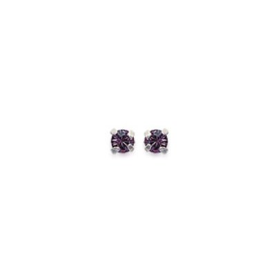 Boucles d'oreilles tige puces clous 2 mm - Juna - argent massif - cristal violet
