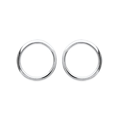 Boucles d'oreilles 12 mm anneau clous tiges - Esmée - argent massif 925 rhodié