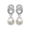 Boucles d'oreilles pendantes 17 mm - Karla - argent - zircons - imitation perle