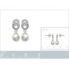 Boucles d'oreilles pendantes 17 mm - Karla - argent - zircons - imitation perle