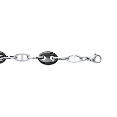 Bracelet acier ruthénium longueur 19 cm