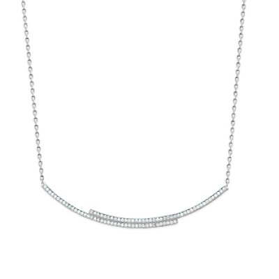 Collier argent massif 925 rhodié et oxyde de zirconium micro serti longueur 45 cm