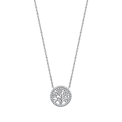 Collier argent massif 925 rhodié et oxyde de zirconium micro serti