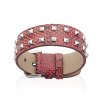 Bracelet pour femme en cuir marron clouté acier longueur 19 cm - Amelia