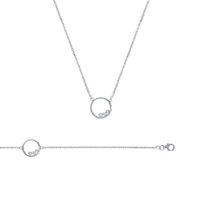 Collier argent massif 925 rhodié et oxyde de zirconium longueur 45 cm