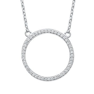 Collier argent massif 925 rhodié et oxyde de zirconium longueur 45 cm