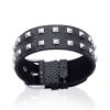 Bracelet acier et cuir longueur 19 cm