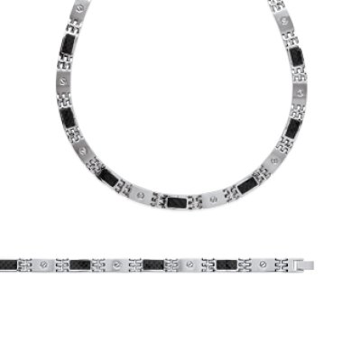 Bracelet acier et carbone longueur 21 cm