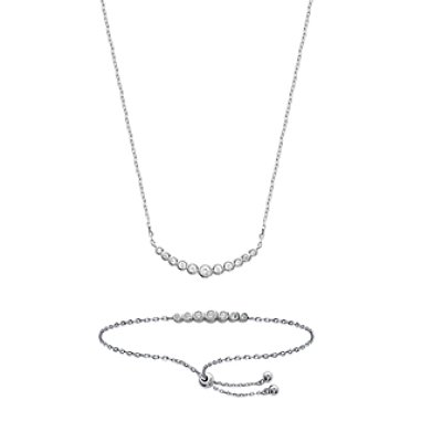 Collier argent massif 925 rhodié et oxyde de zirconium