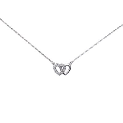 Collier argent massif 925 rhodié et oxyde de zirconium longueur 42 cm