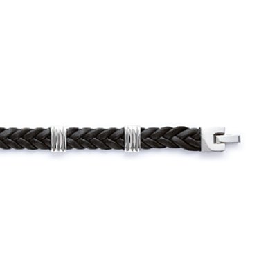 Bracelet acier et cuir longueur 21 cm