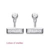 Boucles lobes d'oreilles 12 mm rectangle - Melie - argent 925 rhodié - zirconium