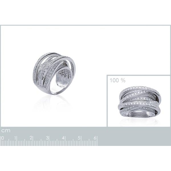 Bague Dôme Large Argent massif 925/000 rhodié Oxyde de zirconium