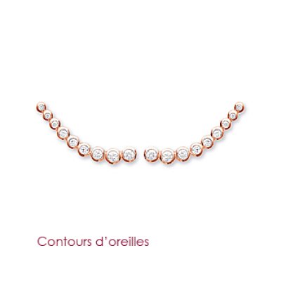 Boucles contours d'oreilles Plaqué Or rose et Zirconium