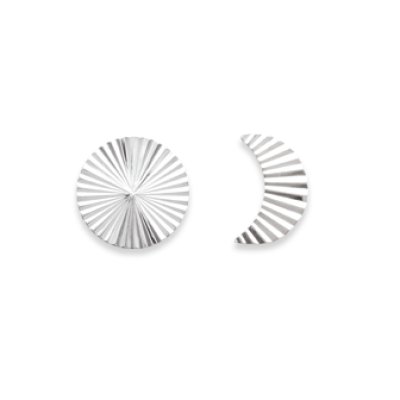 Boucles d'oreilles puces 8 mm soleil lune - Noemi - argent massif 925/000 rhodié