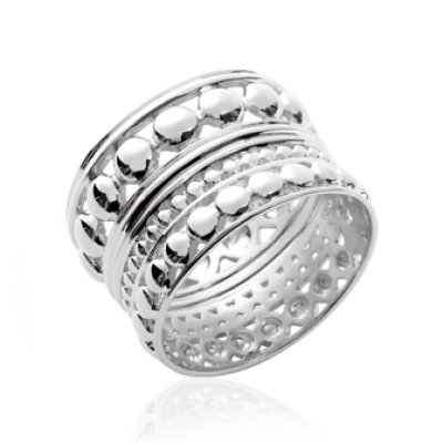 Bague argent massif 925 rhodié