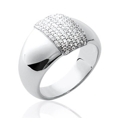 Bague argent massif 925 rhodié et oxyde de zirconium