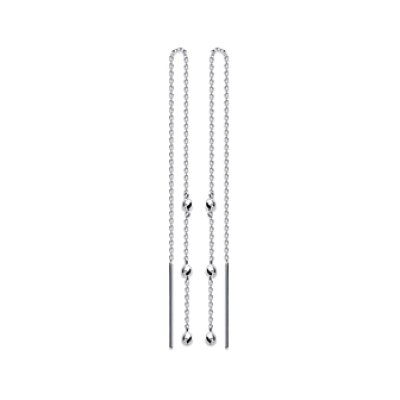 Boucles chaînes d'oreilles 65 mm longues - Ines - argent massif 925/000 rhodié