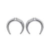 Boucles d'oreilles puces 10 mm croissants - Maya - argent massif rhodié - zircon