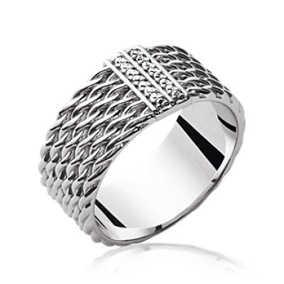 Bague argent massif 925 rhodié et oxyde de zirconium