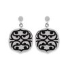 Boucles d'oreilles tribales Acier et Email noir femme pendantes poussettes tiges