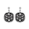 Boucles d'oreilles tribales Acier et Email noir femme pendantes poussettes tiges