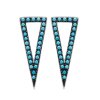 Boucles d'oreilles 20 mm triangle - Mona - argent rhodié - pierre bleu turquoise