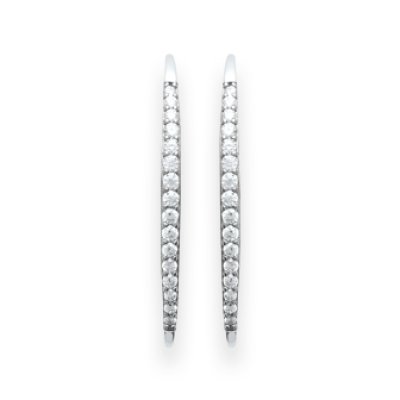 Boucles d'oreilles crochets 28 mm - Elea - argent rhodié - oxyde de zirconium