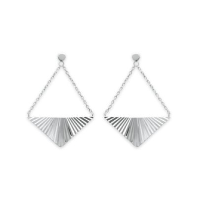 Boucles d'oreilles 33 mm chaînes triangle - Rita - argent massif 925/000 rhodié