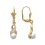 Boucles d'oreilles dormeuses pendantes Plaqué or 750 imitation Perle 32mm x 7mm
