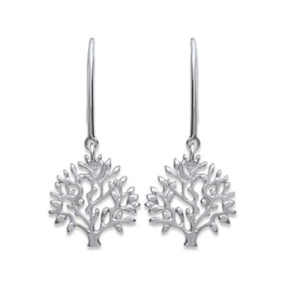 Boucles d'oreilles 30 mm dormeuses arbre de vie - Line - argent 925/000 rhodié