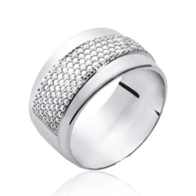 Bague argent massif 925 rhodié et oxyde de zirconium