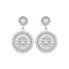 Boucles d'oreilles pendantes soleils rondes Argent rhodié Zirconium