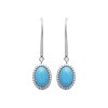 Boucles d'oreilles pierre imitation turquoise bleue Argent rhodié crochets