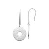 Boucles d'oreilles crochet pendantes rondelle martelée Argent rhodié