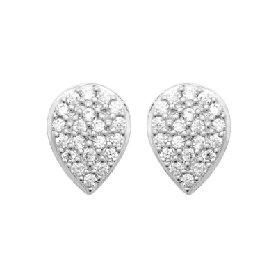 Boucles d'oreilles femme puces Argent rhodié goutte Zirconium