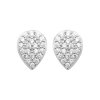 Boucles d'oreilles femme puces Argent rhodié goutte Zirconium