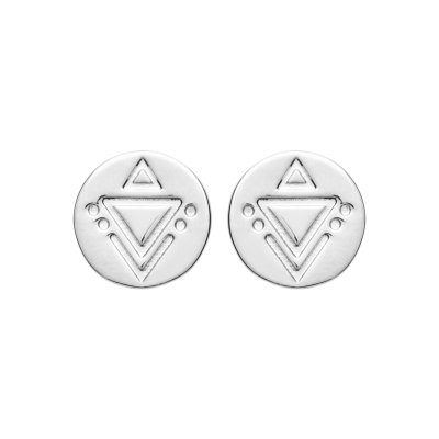 Boucles d'oreilles puces rondes incas maya femme Argent 925 rhodié