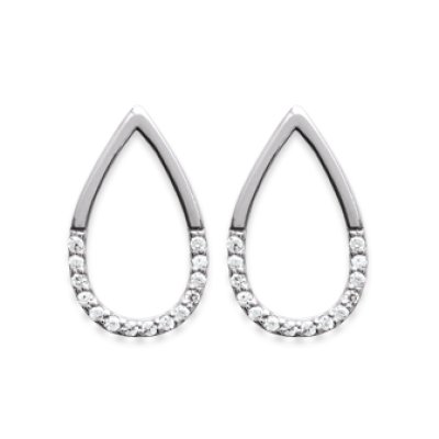 Boucles d'oreilles gouttes Argent 925 rhodié Oxyde de Zirconium