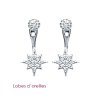 Lobes d'oreilles femme Argent 925 rhodié étoile Zircons