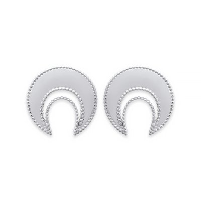 Boucles d'oreilles femme puces Argent 925 rhodié croissant de lune inversé