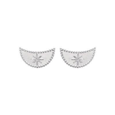 Boucles puces d'oreilles demi lune étoile femme Argent 925 rhodié