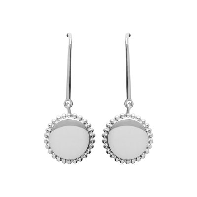 Boucles d'oreilles crochets Argent 925 rhodié pendantes rondes