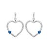 Boucles d'oreilles pendantes Argent 925 Oxydes de Zirconium coeur bleu