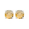 Puces clous d'oreilles Pierre de synthèse jaune Argent 925 carrés