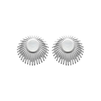 Boucles d'oreilles rondes puces Nacre Argent 925