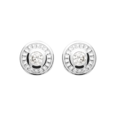 Puces d'oreilles rondes Argent 925 femme et Oxyde de Zirconium