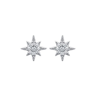 Boucles d'oreilles étoiles Argent 925 rhodié et Oxyde de Zirconium