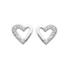 Boucles d'oreilles coeur puces Argent 925 rhodié Oxydes de Zirconium